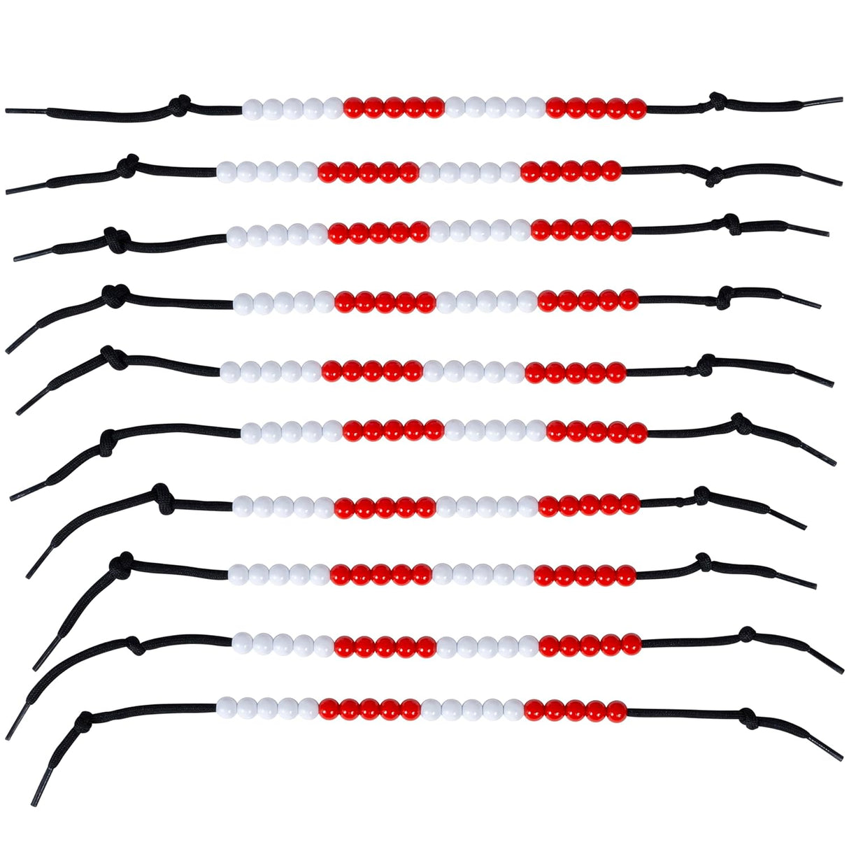 edxeducation Student Beadstrings - Set of 10 - 20 Beads per String in Two Colours - Counting Beads for Skip Counting, Classroom Maths.