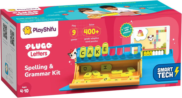 PlayShifu Educational Word Game - Plugo Letters (Kit + App with 9 Learning Games) STEM Toy Gifts for Kids Age 4 5 6 7 8 | Phonics, Spellings & Grammar | 48 Alphabet Tiles (Works with tabs/mobiles).