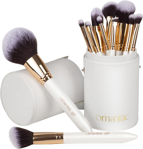 OMANIAC Professional Makeup Brushes Set (12Pcs), Pearl Flash Handles, Comfortable To Hold And Easy To Use. Full Face Travel Make up Brushes Set Professional With Case.