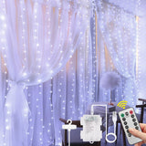 Vicloon Curtain Fairy Lights, LED Curtain Lights, Waterproof Window String Lights with Remote Control Timer for Outdoor Indoor Party Bedroom Decoration