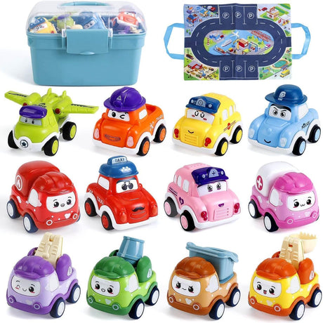 LULULIA Toys for 1 Year Old Boys Gifts, 12 Pcs Baby Boy Car Toys 12-18 Months Pull Back Cars, 1st Birthday Gifts for Boys Girls, Christmas Toddler Toys 1 Years.