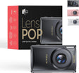 Lenspop 64 MP Digital Compact Camera with Flash, Digital Camera 8MP Sensor with Auto Focus Lens, Fixed - F/3.2 f=7.36mm, 18X Digital Zoom MP3 player 64MP Compact Digital Camera, 128 GB Memory Card.