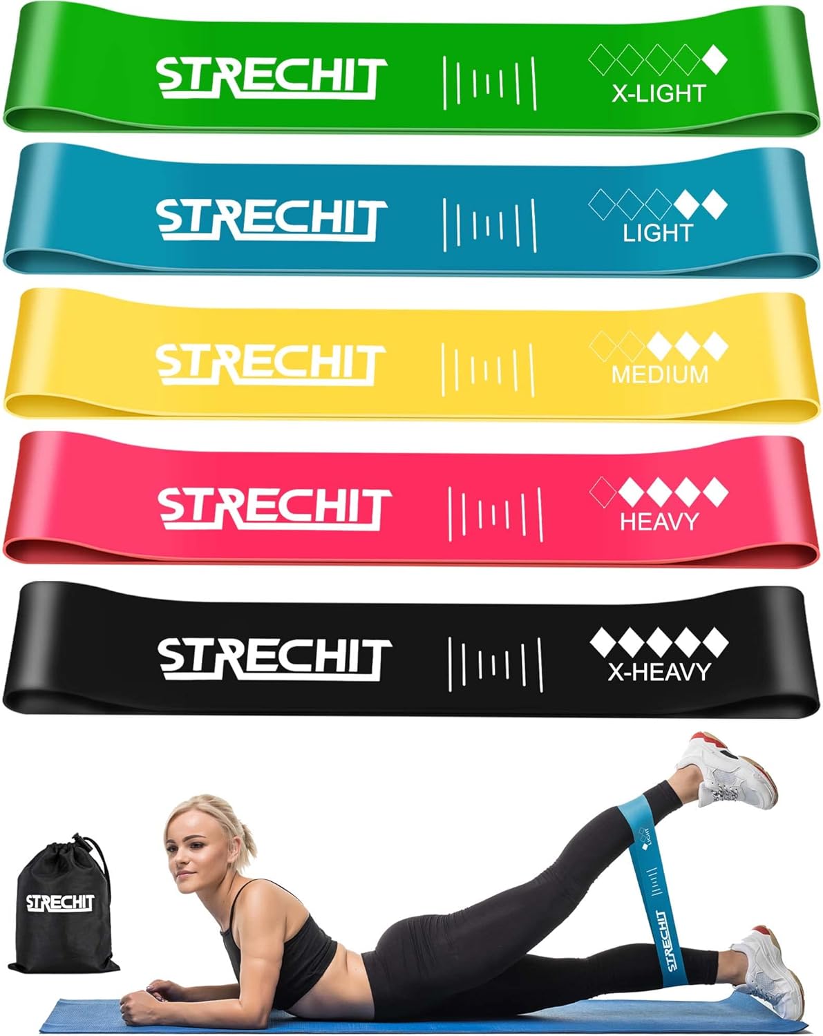 Resistance Bands for Men & Women with Different Resistance Levels for Shaping Legs & Glutes - Exercise Band for Gym, Yoga, Home Exercise, Workout with Carrying Bag & Posture Guide.