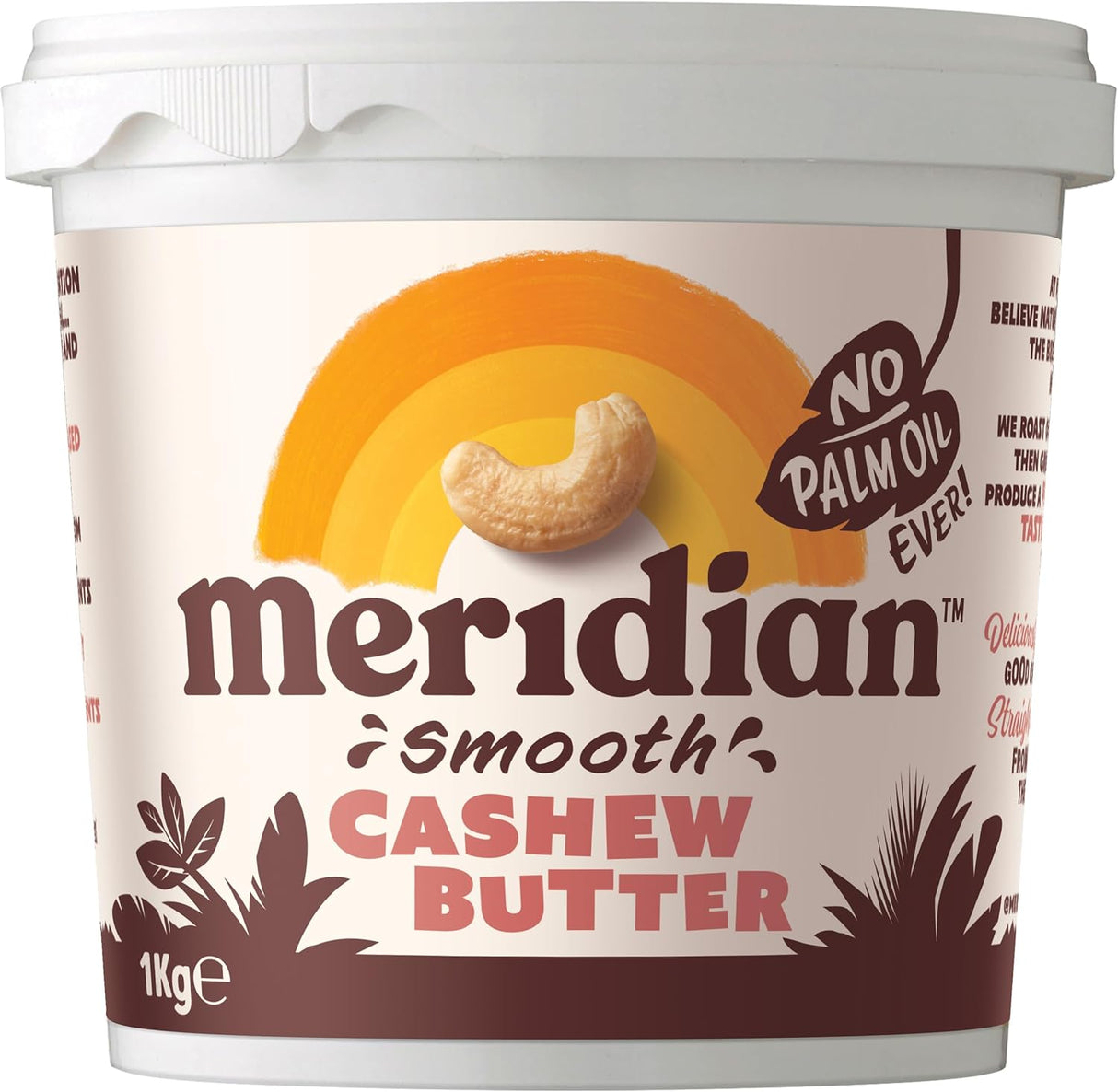 Meridian Smooth Cashew Butter 1kg - Vegan, Free From Palm Oil.