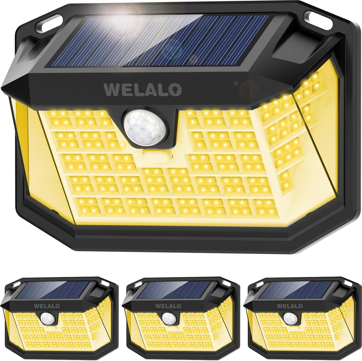 WELALO Solar Security Lights, 188 LED Solar Motion Sensor Lights, IP65 Waterproof Solar Lights Outdoor Garden, 3 Modes PIR Solar Powered Wall Lights for Outside Garden Fence Door Yard (2 Pack)