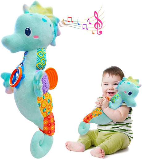 Fuzqq Baby Toys 0-6-12 Months,Infant Musical Stuffed Animals Soft Toy with Bright Colors,Crinkle Sound Paper, Multi-Textures & Rattles,Baby Newborn Toys for 0 3 6 9 12 Months Boy/Girls(purple).