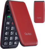 Qubo Senior Mobile Phones Big Button Mobile Phone for Elderly, 2.4'' Display Flip Phone, High Volume, SOS Function, Dual SIM Support, Speed Dial, FM Radio, Electric Torch, Red.