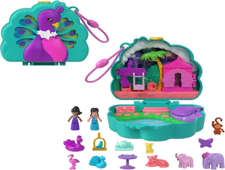 Polly Pocket Dolls and Playset, Bubble Tea Panda Compact, Animal Toy with 2 Micro Dolls, Pet Panda, Food Accessories.