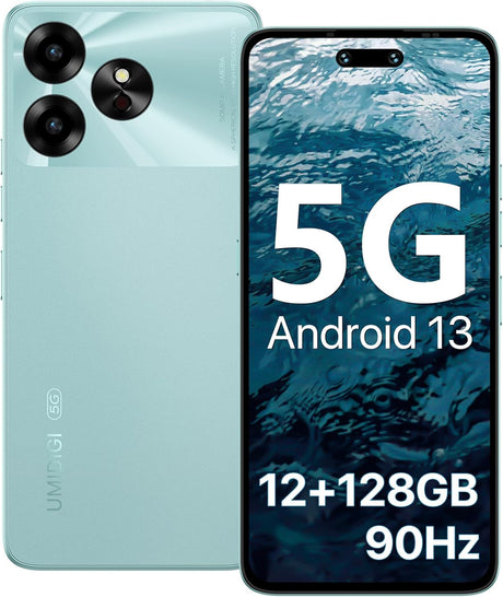 UMIDIGI G6 5G Mobile Phone (2024),Android 13 SIM Free Unlocked Smartphone,12GB+128GB,6.57HD+Screen,50MP Camera,5000mAh Battery Type-C,5G Dual SIM/Face ID/NFC/GPS/OTG,UK Version（Black）.