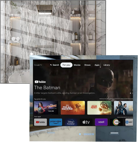 1 of SARASON WebOS Latest Apps-Waterproof 22-inch Mirror Smart TV-Bathroom TV with 2 Built-in Dolby Speakers- Bluetooth, Chromecast, USB Video