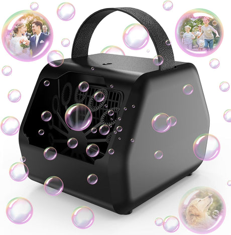 Bubble Machine, Bubble Machine for Kids 16000+ Bubbles/Min with 2 Speeds Portable Bubble Maker, Electric Bubble Blower for Kids Parties, Birthday, Wedding Scene, Camping, Powered by USB or Batteries.