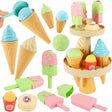 AOLEVA Kids Ice Cream Toy Pretend Play Food Toys Set for Children Kitchen Accessories, Take Apart Plastic Food Ice Cream Playset Accessories for Children Gifts for 3 4 5 Years Old Kids Boys Girls.