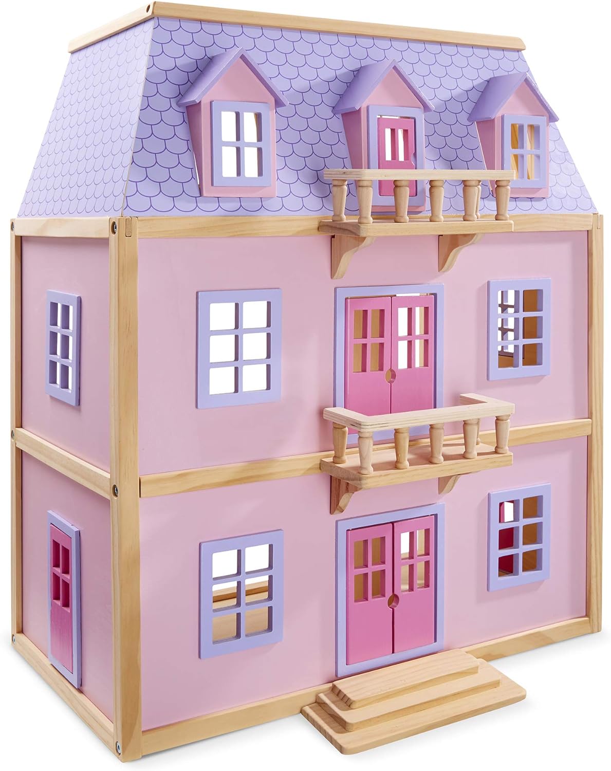 Melissa & Doug Multi-Level Wooden Dollhouse | Dolls house | Wooden dolls house | Large Playset for Girls & Boys | Dollhouses & Dolls | Toys for 3 year old boy | Gift for Boy or Girl.