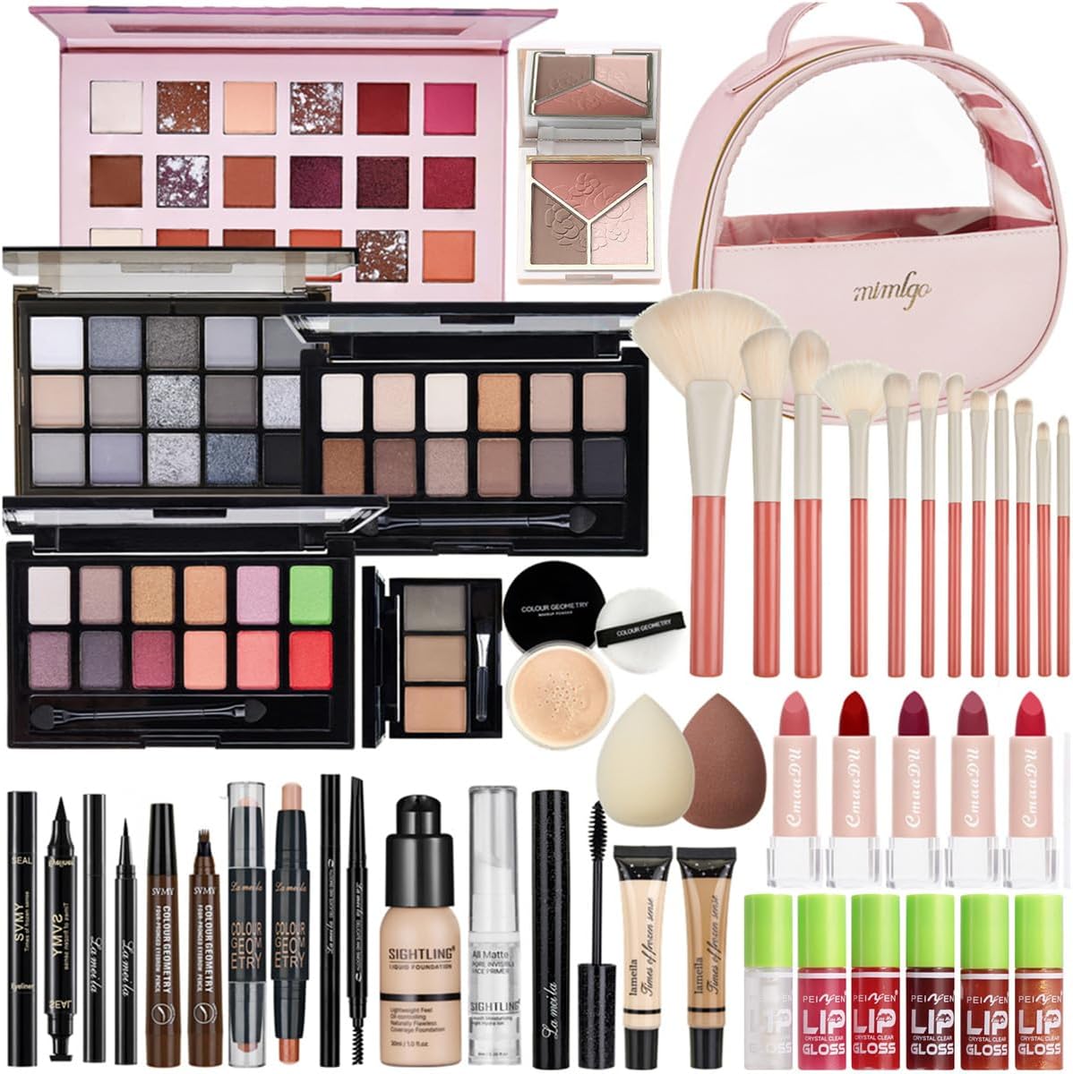 All In One Makeup Kit, Travel Makeup Kit, Makeup Gift Set, Makeup Kit for Women Full Kit, Makeup Bundle Includes Foundation Eyeshadow Palette Lipstick Eyeliner Mascara Contour Stick Cosmetic Brush Set.