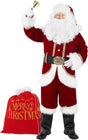 Boveco Christmas Men’s Santa Costume Set adult 11 Pcs Deluxe Santa Claus Costume Suit Velvet for Xmas Holiday Party Cosplay.