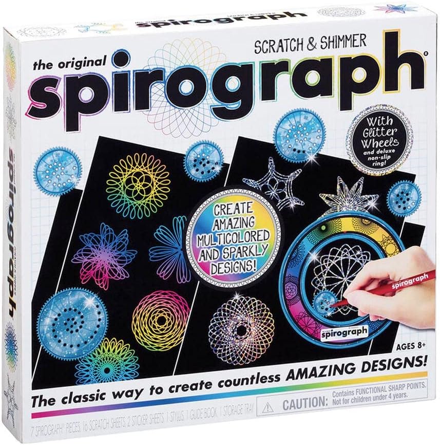 The Original Spirograph Scratch and Shimmer Set, Arts and Crafts, Craft Kit, Kids Aged 8 Years and Up, Gift for Boy or Girl.