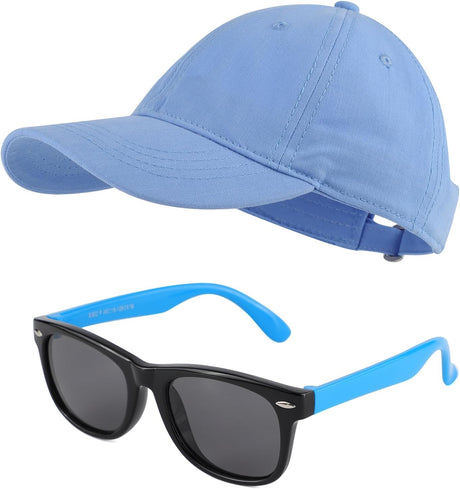 MK MATT KEELY Baseball Cap Sunglasses Set for Boys Girls 3-10 Years Shades Unisex Kids Adjustable Sports Sun Hat Summer Outdoor Accessories.