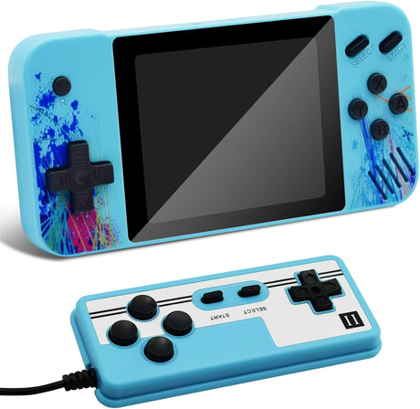 Handheld retro game console for kids, 3.5-inch LCD screen, preloaded with 800 classic retro video games, portable game console, mini arcade electronic toy gift for boys and girls (green).