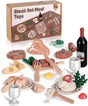 RRIBOUDWAN Wooden Play Food for Kids, Steak Toy, Kitchen Accessories Set, Restaurant Pretend Play for 3+ Boys&Girls.