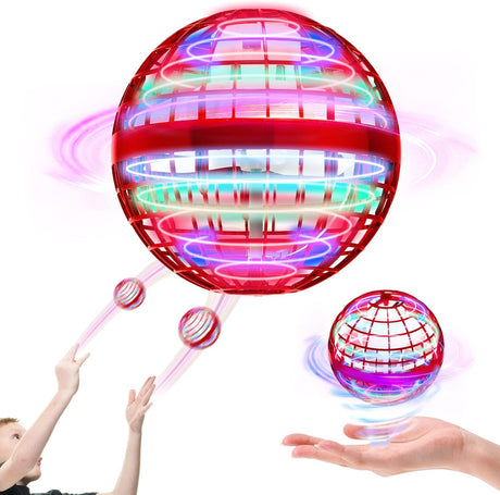 Selvim Flying Ball, Toy Hand Controlled Boomerang Ball with LED Lights for Kids and Adults, 360°Rotating Magic Hover Ball Flying Orb Rechargeable for Outdoor Indoor.