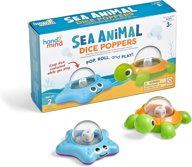 Learning Resources Sea Animals Dice Poppers, Maths Dice Popper, Game Replacement Dice Roller, Dice Games for Kids, Board Game Accessories, Family Game Night, Kids Travel Activity, Fun Classroom Games.