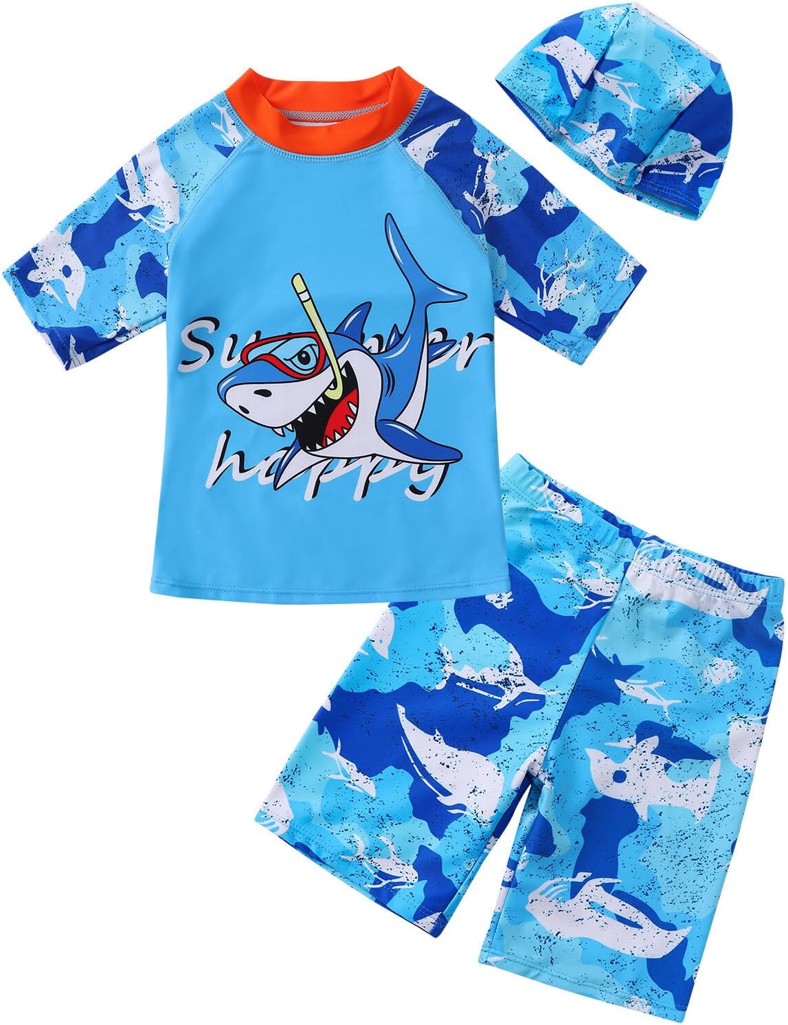 AmzBarley Boys 2-Piece UV Protection Swimwear Kids Cartoon Animals Swimming Costume Child Rash Guard Swimsuit Beach Holiday Swim Wear Wetsuit.