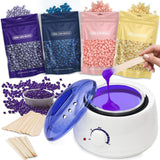 Waxing Kits Wax Warmer Full Kit, Wax Heater Kit with Wax Warmer, 4 * 100g Wax Beads and 30 Pcs Wax Spatulas, Painless at Home Wax Warme Hair Removal Kit Wax Kits.