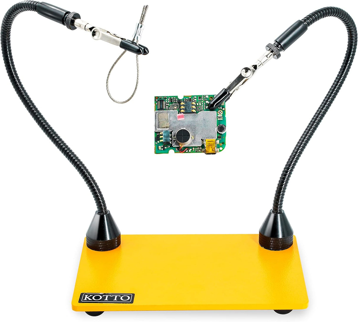 Fstop Labs Helping Hands Soldering Tool, Third Hand Soldering PCB Holder Tool, Four Arms Helping Hands Crafts Jewelry Hobby Workshop Helping Station Non-slip Steel Weighted Base.