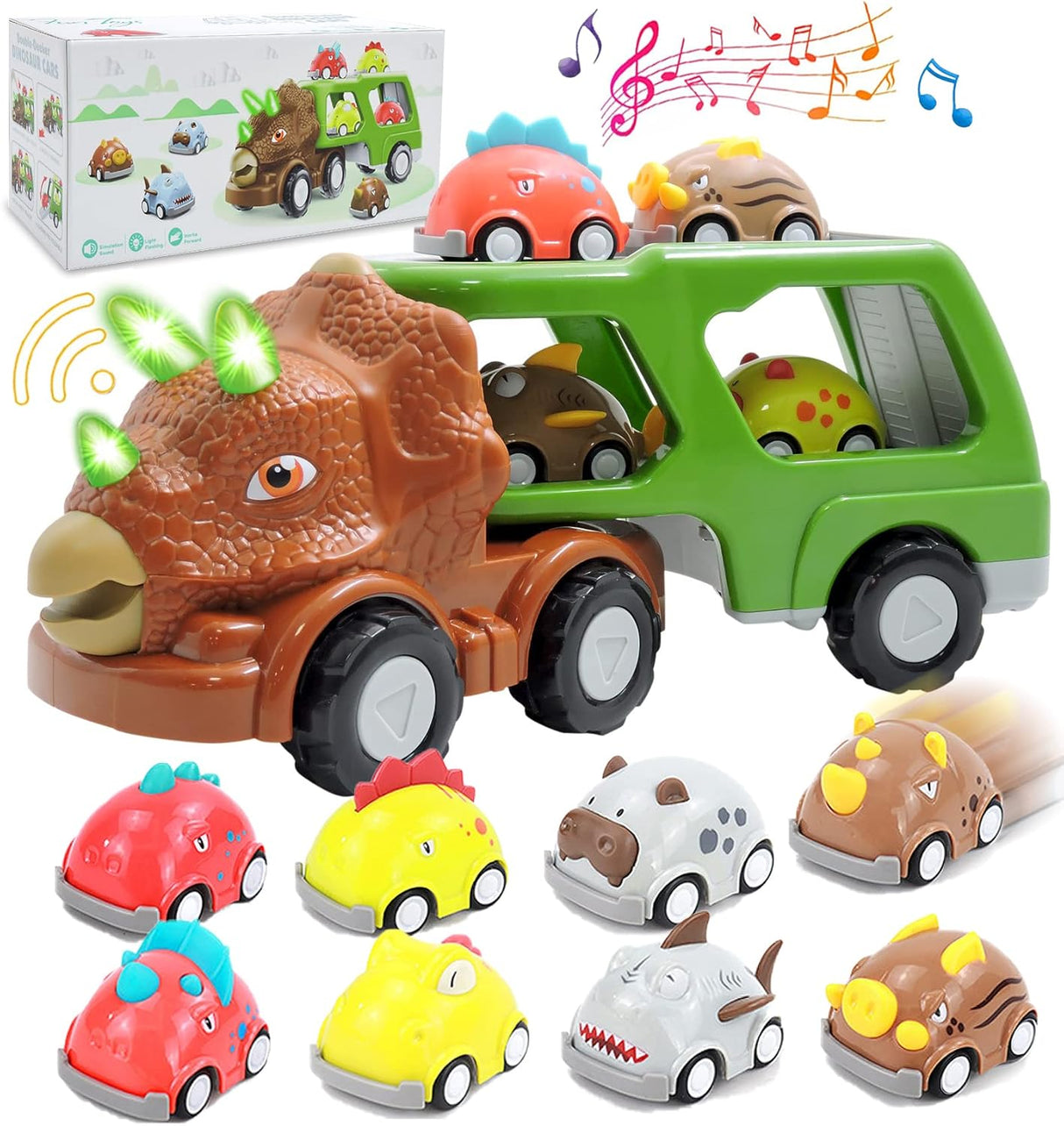 STAY GENT Dinosaur Toys Transport Truck Carrier, Truck Toys for Kids with Dinosaur Toys 13 Pcs, Educational Learning Gifts for Boys and Girls Aged 3 4 5 6 7.