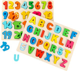 wondertoys Wooden Alphabet Puzzles Set ABC Letter and Numbers Puzzles Board for Girl Boy Learning Educational Toys.