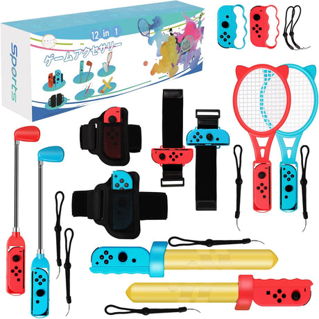 OLDZHU Switch Sports Accessories,12 in 1 Family Sports Games Pack Accessories Kit,Switch Sports Accessories Bundle Compatible with Nintendo Switch/OLED Console & Joy-con.