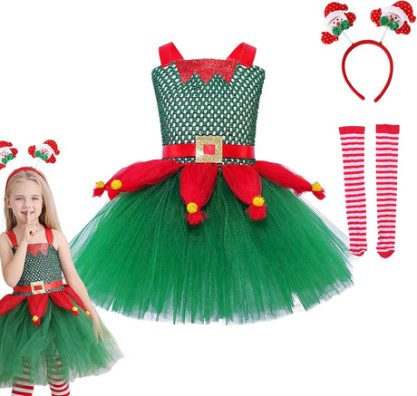 Meindin Girl Costume, Dress - Holiday Dress for Girls Costume Dress Holiday Snowman Headband.