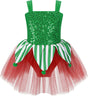 CHICTRY Girls Shiny Sequin Sleeveless Fairy Fancy Party Tutu Dress Holiday Christmas Elf Costume.