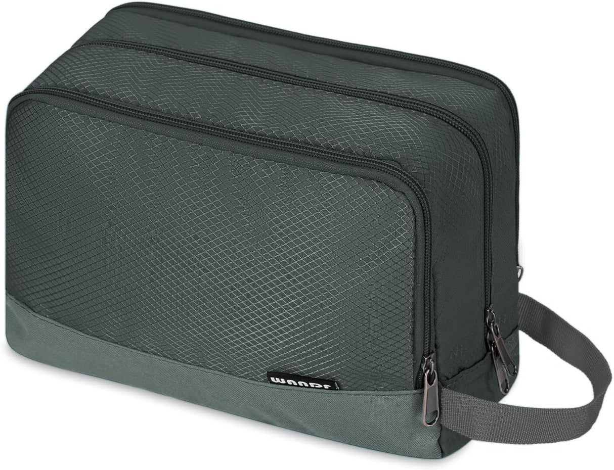 WANDF Toiletry Bag Water-Resistant Nylon Travel Wash Bag Lightweight Dopp Kit for Men and Women (A-Malachite Green).