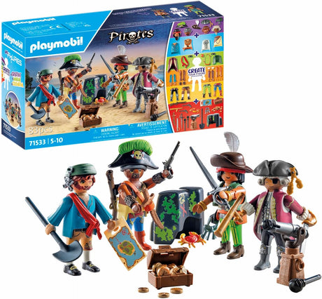 Playmobil 71533 Pirates: MyFigures: Pirates, creative assembling of custom pirate figures, including treasure map and pins for the pirate hat, detailed play sets suitable for children ages 5+.