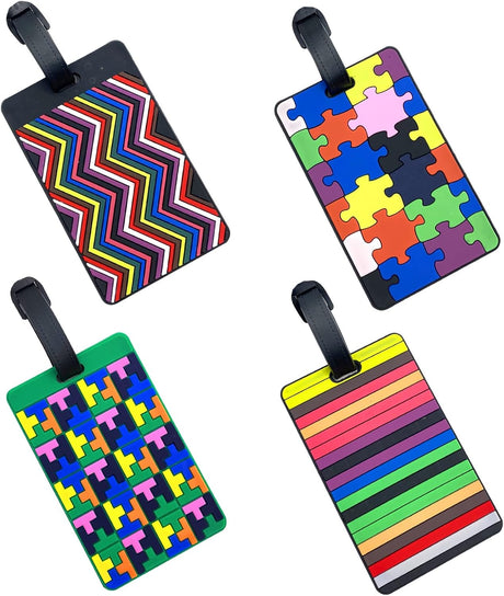 EQLEF Lovely Secure Luggage Tags PVC Suitcase luggage tags Business Card Holder/Travel ID Bag Tag (4 Pcs colored luggage tags).