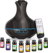 600 ML Aromatherapy Oil Diffusers With 8 Essential Oils Set, Ultrasonic Essential Diffuser With 2 Mist Modes, LED Lights,4 Timer For Large Room.