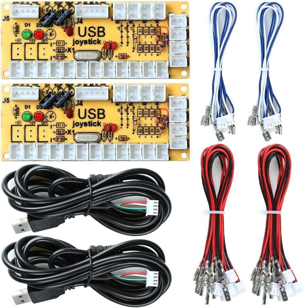 owootecc Zero Delay USB Encoder Arcade Game DIY Parts Kit for PC, Raspberry Pi 4/3 / 2/1 Model B with RetroPie,Arcade MAME JAMMA Game Project（2Pack）.