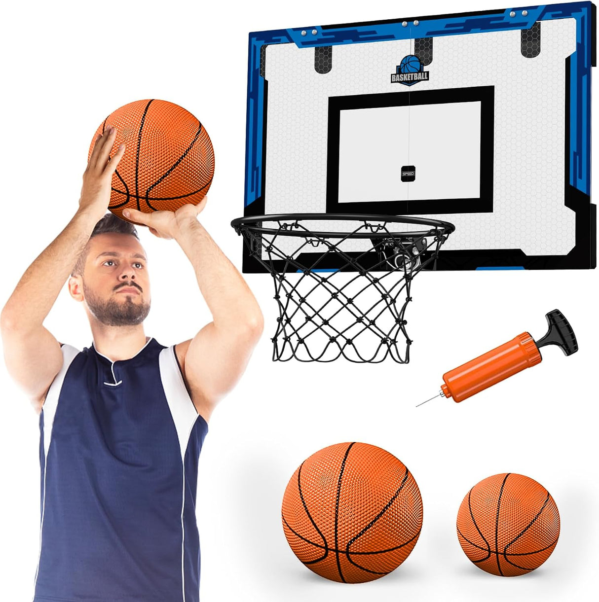 24" x 16" Large Basketball Hoop Indoor, Over Door Basketball Hoop with Sturdy Backboard, Big Basketball Toys Gifts Ideas for Man Kids Teens Adults Boys Girls.