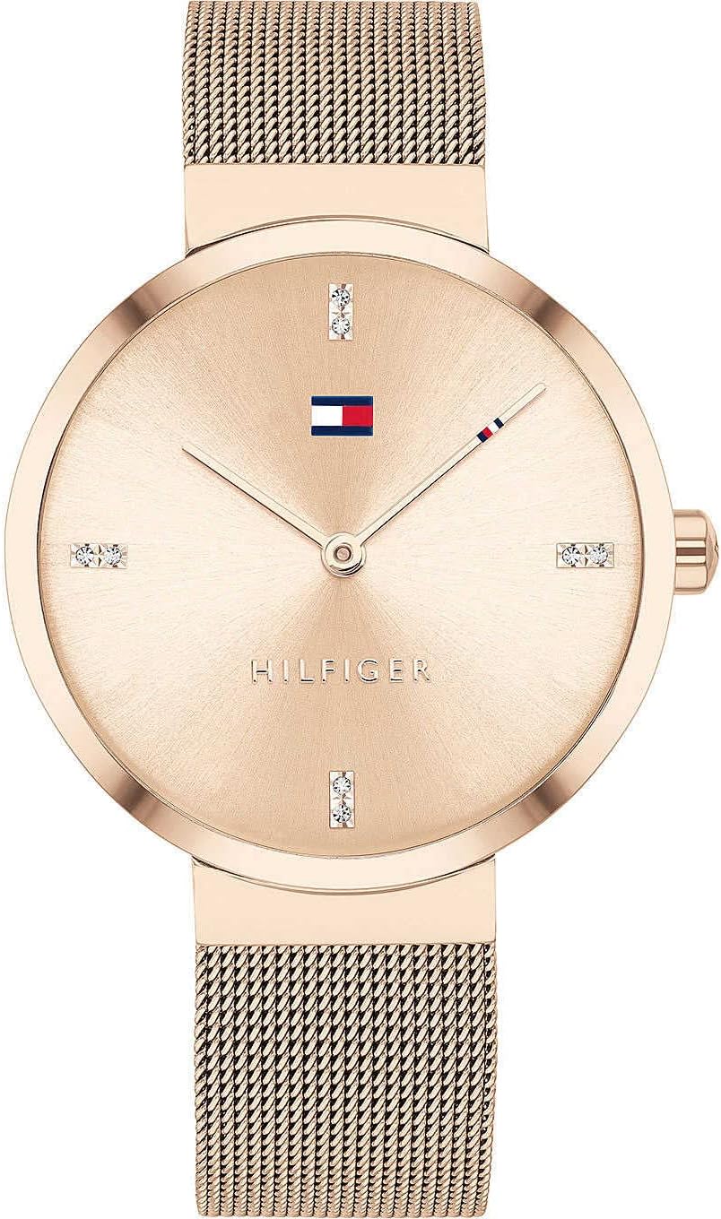 Tommy Hilfiger Watch for Women with Carnation Gold Colored Stainless Steel mesh Bracelet.