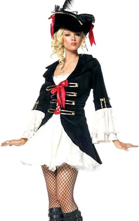 Forever Young Ladies Caribbean Pirate Fancy Dress Halloween Full Costume Dress + Free Hat!.