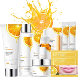 Gift Set Vitamin C Skin Care Sets & Kits - Skin Care for Teenage Girls Skincare Set - Womens Gift Sets Includes Cleanser- Serum-Eye Serum-Toner-Cream-Lip Balm-Sleeping Mask - VC Skincare Set (11PCS).