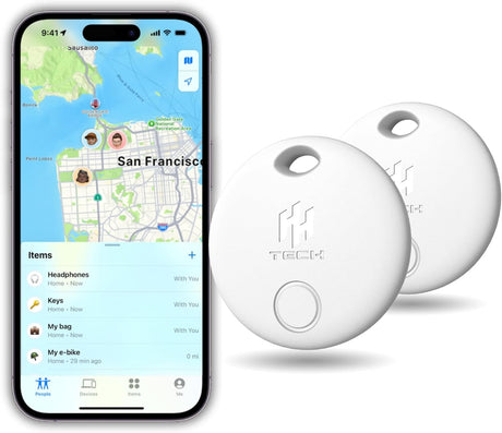 HH-Tech Smart Tag LITE (Pack 2) For Apple iOS Devices, Air Tracker, Item Finder, Replaceable Battery, Easily Track Your Wallet, Bag, Suitcase, and More Worldwide with the iPhone Find My App.