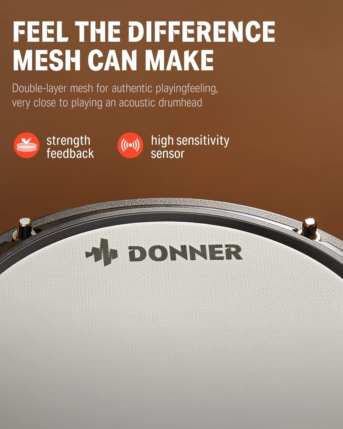 Donner DED-80 Electric Drum Kit, Electronic Drum Sets for Beginner with 4 Quiet Mesh Drum Pads, 2 Switch Pedal, 180+ Sounds, Throne, On-Ear Headphones, Sticks, and Melodics Lessons Included Black.