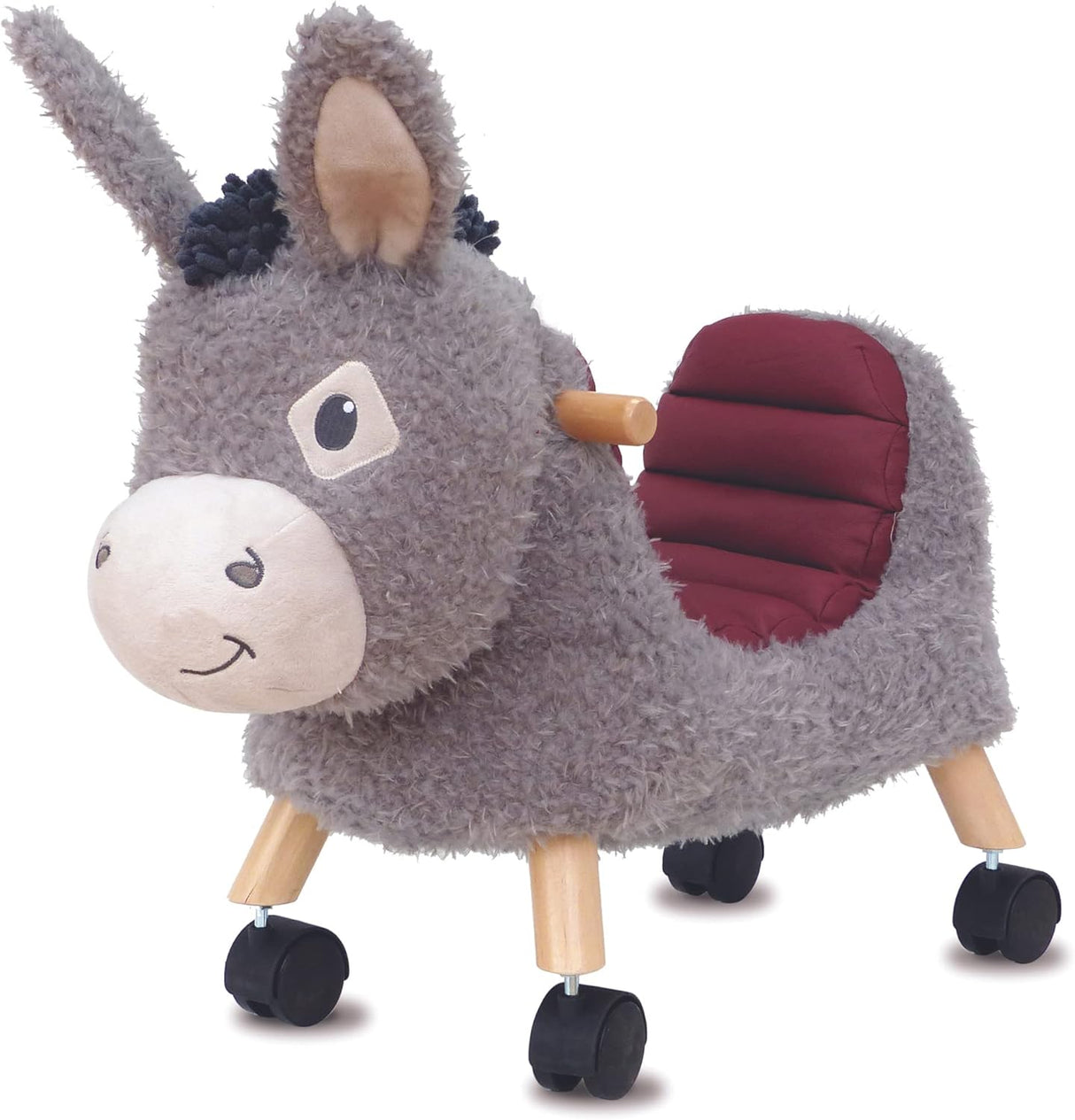 Little Bird Told Me - Bojangles Donkey Ride On Animal Toy, Soft Animal Wheely Toy for Toddlers, Indoor & Nursery Play, Sturdy Wooden Frame, Supportive Seat.