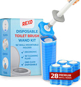 REXO 28 PCS Disposable Toilet Brush Replacement Heads - Disposable Bathroom Cleaning System Premium Refill Heads | Ergonomic Design for Enhanced Cleaning.