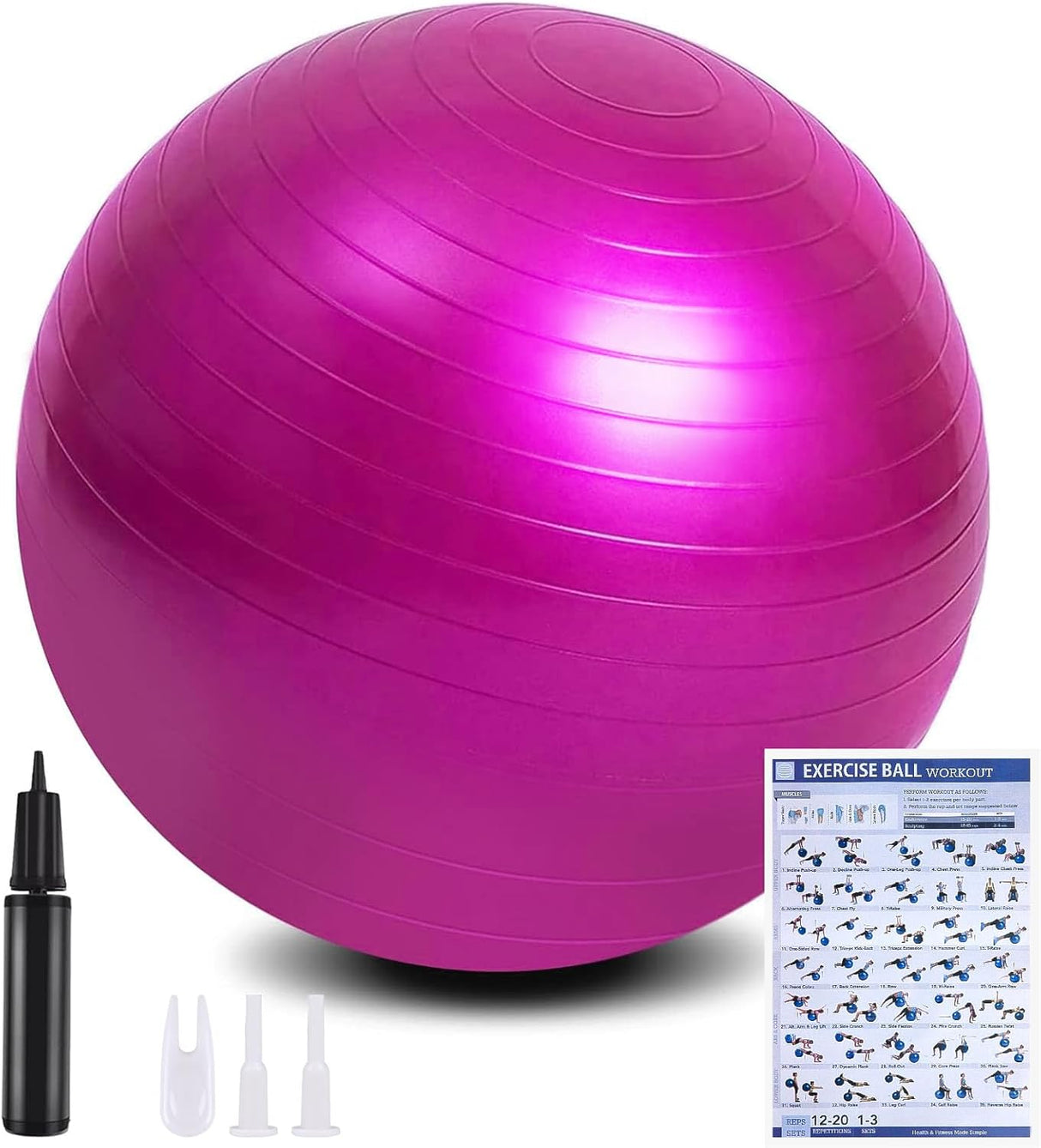 flintronic Exercise Ball, Anti-brust Yoga Ball Fitness Ball, 55 to 65cm Extra Thick Swiss Ball with Hand Pump for Yoga, Pilates, Fitness.