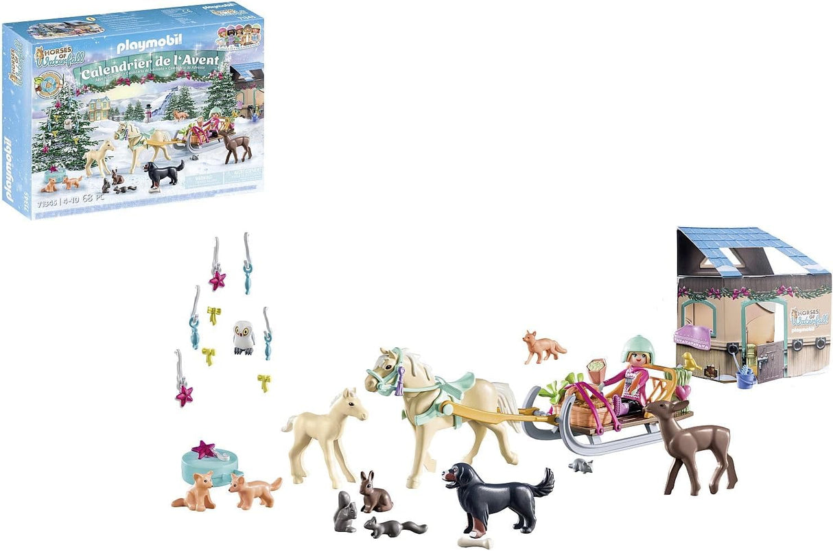 Playmobil 71345 Advent Calendar: Horses of Waterfall - Christmas Sleigh Ride, 24 days till Christmas, Gifting, Collectable Toy, Fun Imaginative Role-Play, Playset Suitable for Children Ages 4+.