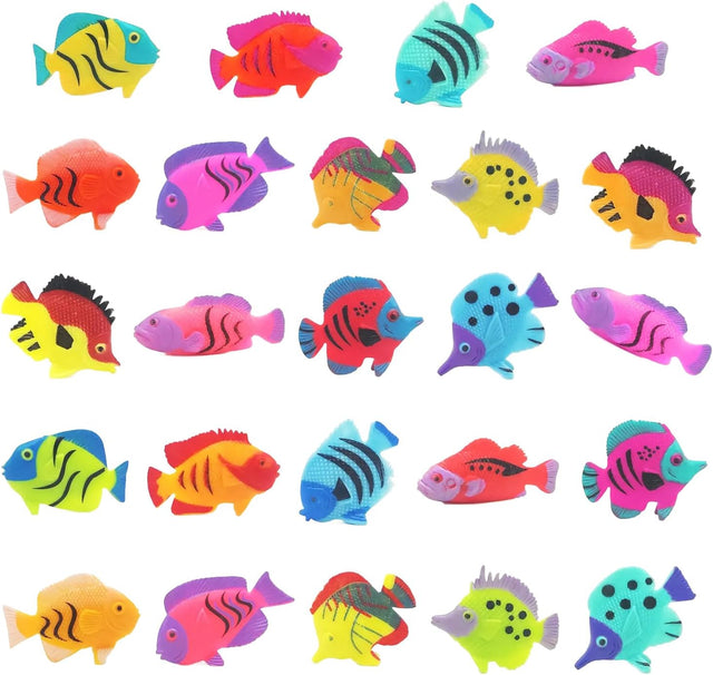 TYGFRT 24 Pieces of Tropical Fish, Marine Life Decorative Fish, Simulated Sea Animal Models, Mini Ocean Fish, Soft Plastic Children's Toys, Beach Theme Party Supplies.