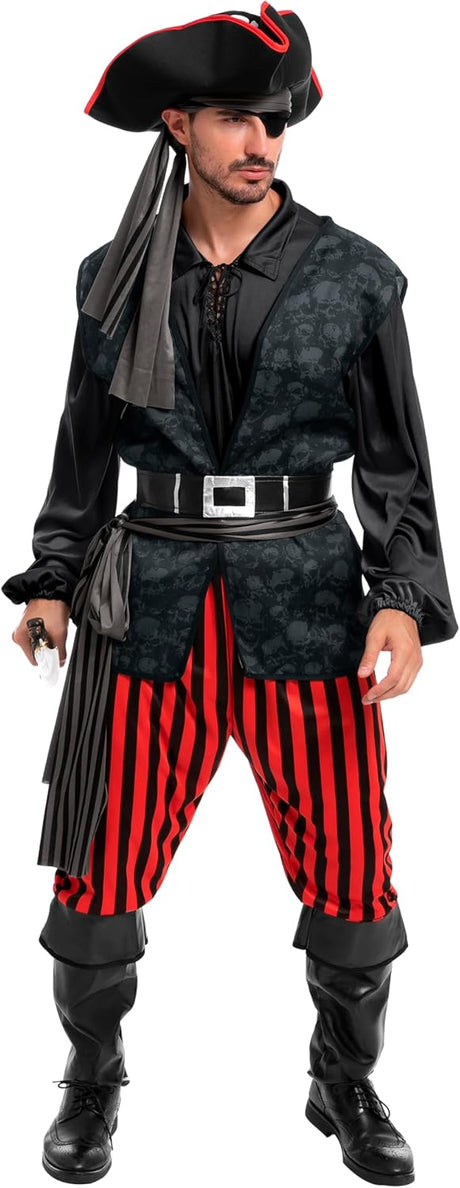 Spooktacular Creations Adult Men Pirate Costume for Halloween, Costume Party, Trick or Treating, Cosplay Party.